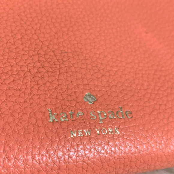 KATE SPADE Melon Pebbled Leather MARTI Large Slim Flap Wallet w/XBody Strap - Picture 10 of 16